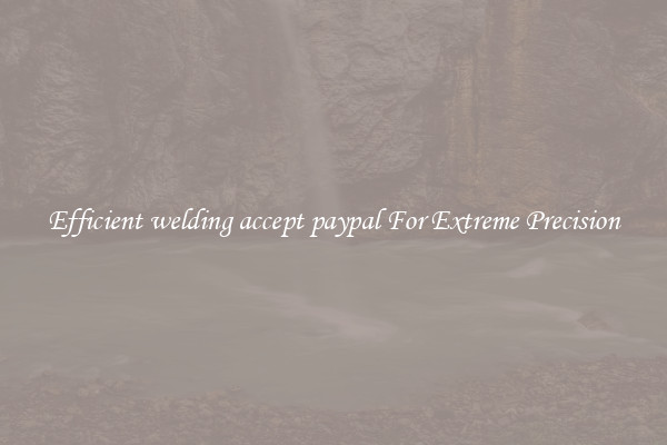 Efficient welding accept paypal For Extreme Precision
