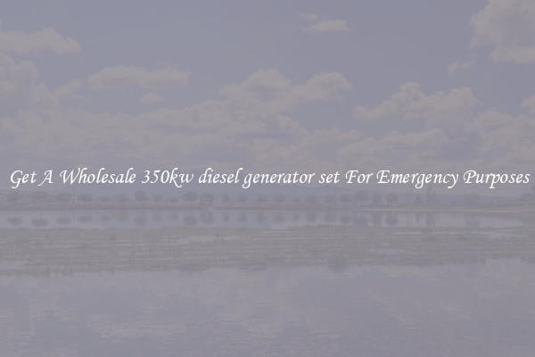 Get A Wholesale 350kw diesel generator set For Emergency Purposes