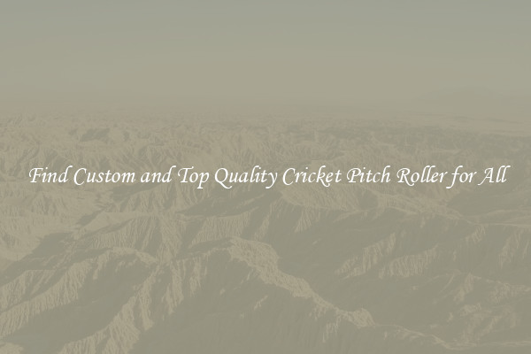 Find Custom and Top Quality Cricket Pitch Roller for All